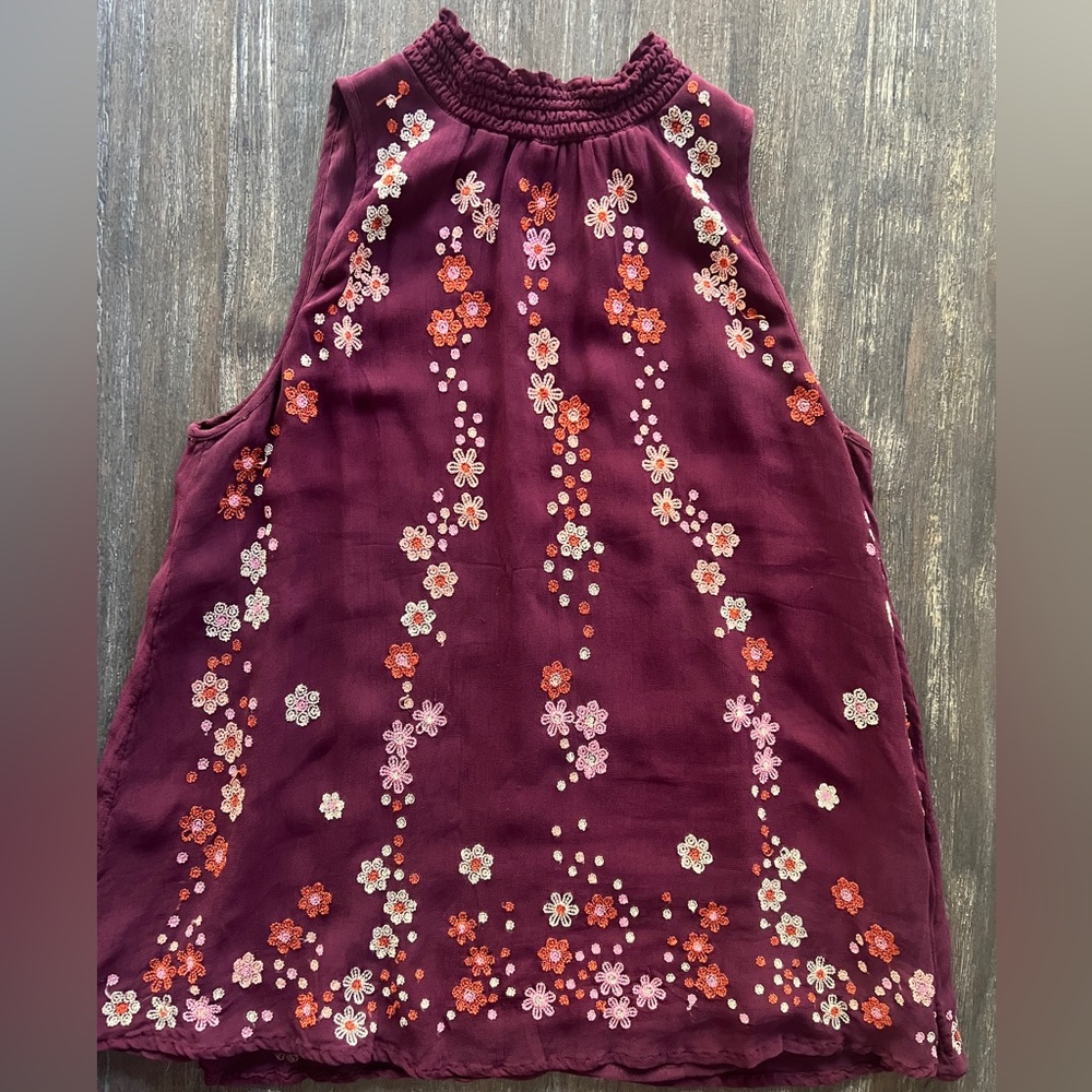 Anthropologie Floreat Sz S flowy sleeveless embroidered blouse
